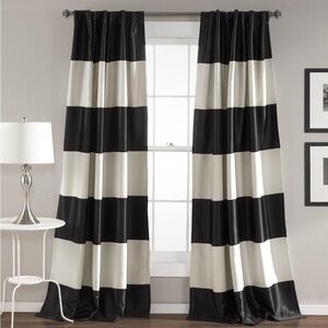 Montego Black and White Stripe Curtains 52 x 84 (1 panel each, 2 avail)